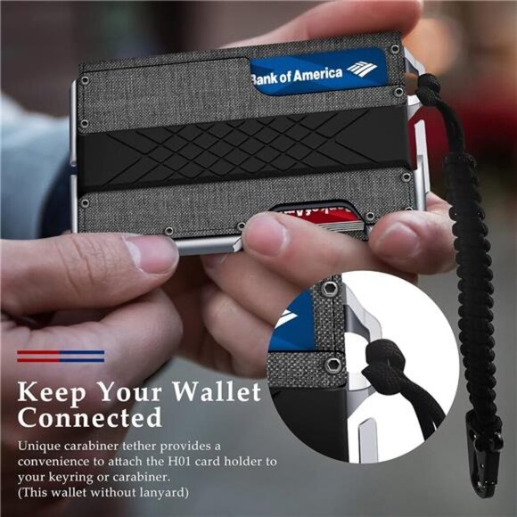 Tactical Minimalist Wallet for Men, Slim RFID-Blocking Metal Card Holder - Picture 5 of 7